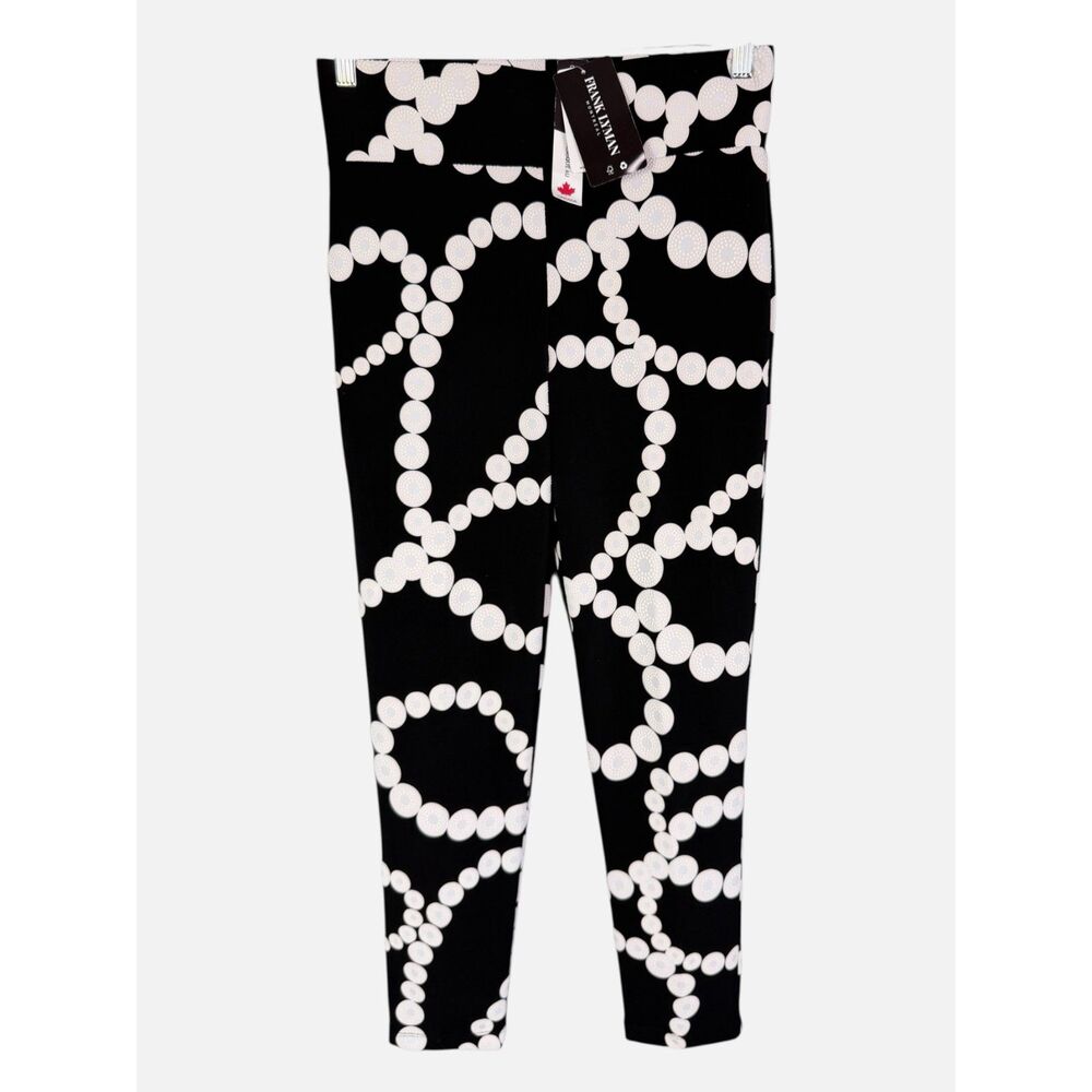 Frank Lyman Montreal Black White Pearl Print Stretch Pants Made Canada Size 6